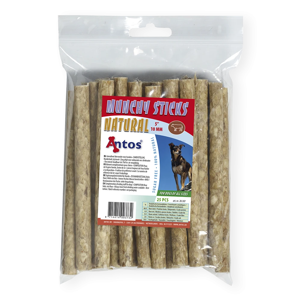 Munchy Sticks 5" 10 mm Naturel 25 stuks