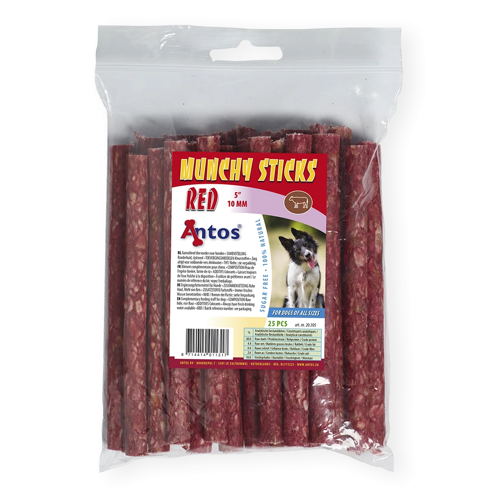 Munchy Sticks 5" 10 mm Rood 25 stuks