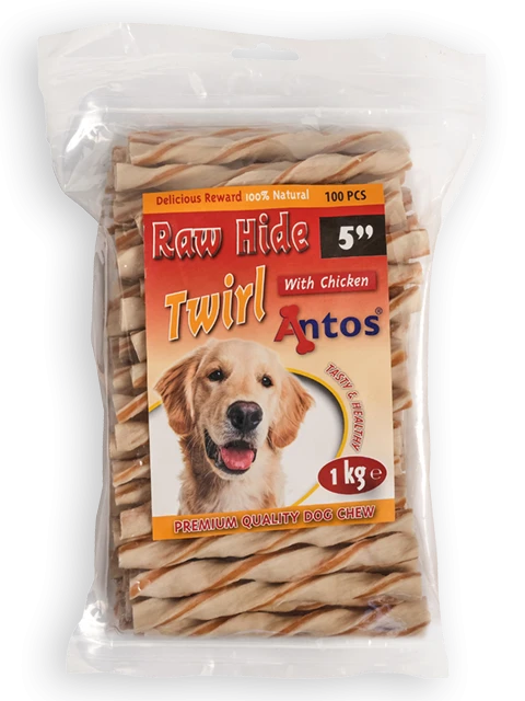 Raw Hide White + Chicken Twirl 5" 100 stuks