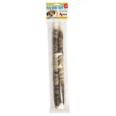 Raw Hide White + Fish Roll 18" 2 stuks