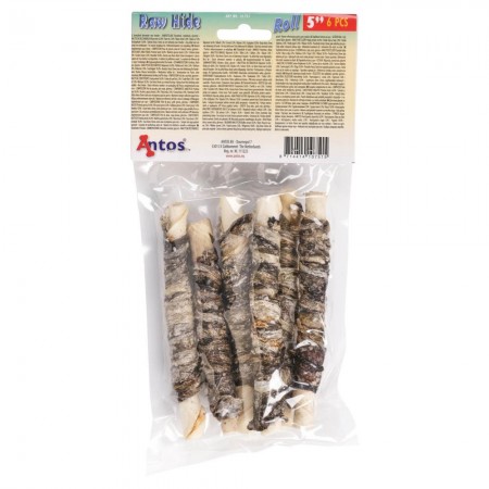 Raw Hide White + Fish Roll 5" 6 stuks